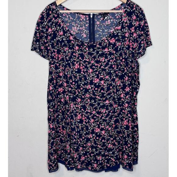 torrid Dresses & Skirts - Torrid Floral Pink & Blue Mini Dress/Tunic Size 1